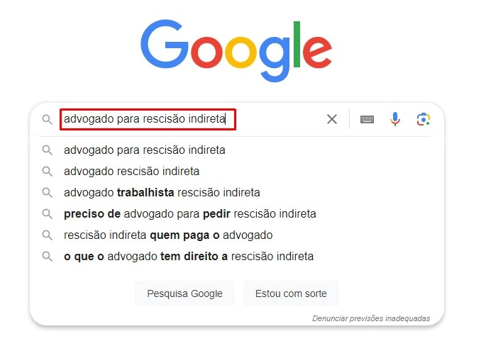 Advogado para rescisão indireta Google