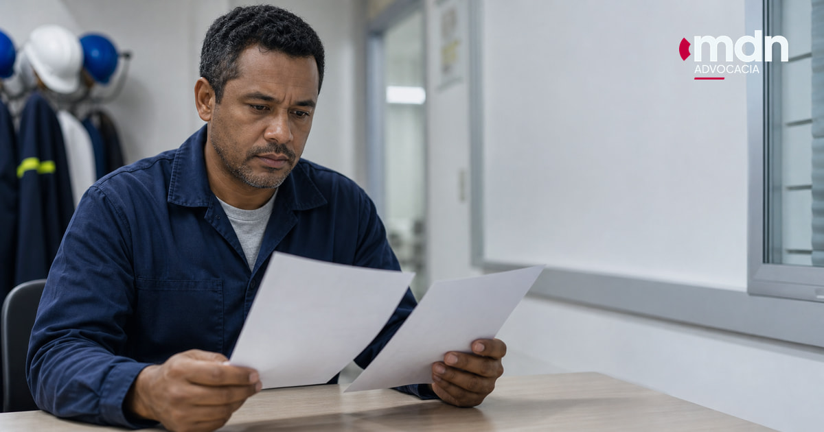 Trabalhador lendo um laudo e uma audiometria para entender o CID da perda auditiva Trabalhador lendo um laudo e uma audiometria para entender o CID da perda auditiva