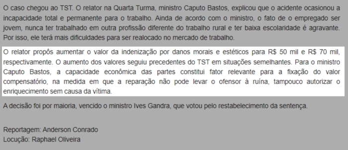 Jovem trabalhador rural que perdeu a perna em acidente deve ser indenizado