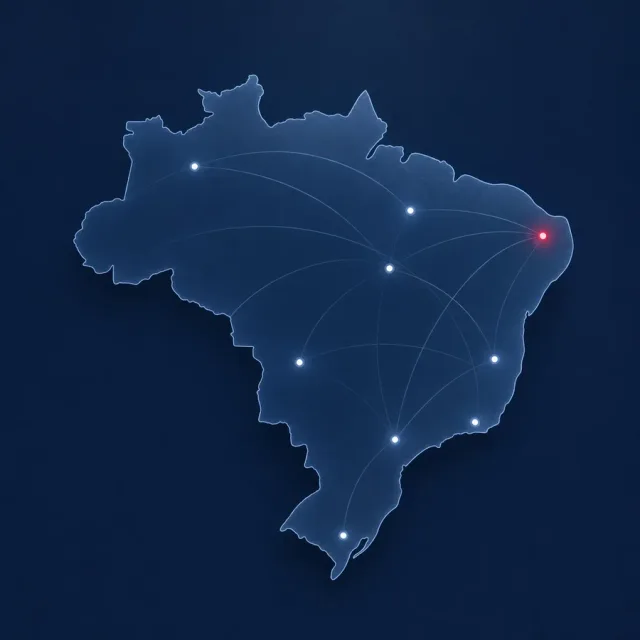 Mapa do Brasil indicando atendimento online em todo o país